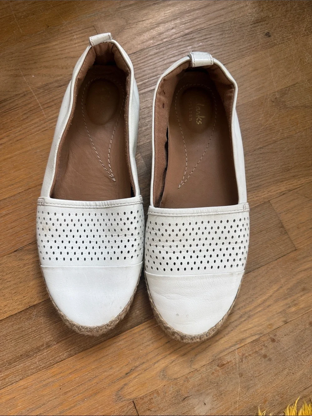 Clarks White Perforated Espadrille Flats